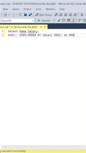 SQL RANK() Function Example #coding #databaseconcepts #database