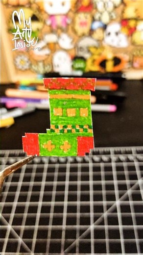 Cozy Christmas Stocking Pixel Art — Hand-Drawn on Paper!