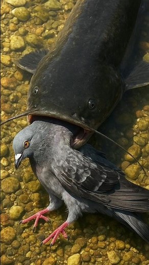 Unbelievable Scene! 😱 Catfish Catches a Pigeon