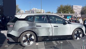 Here’s the world’s first color changing car, showcased at #CES by BMW. It uses E Ink, similar to the Kindle, and does not emit any light. Rather, the colors actually change and look brilliant in daylight. The demo is b/w but any color can be produced. Super low wattage only drew 1% of the electric car battery per day. Additional batteries are in each wheel. Possibilities are endless. Car laws will need an update. Police are likely less enthused 😂 | Newegg
