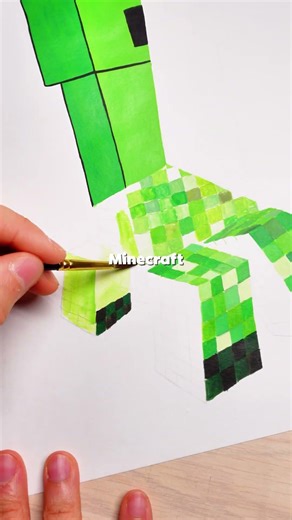 Painting Minecraft Creeper in 3 Levels