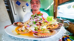 333K views · 1.6K shares | Epic Seafood in Peru - ORANGE SCALLOPS + Fast Cooking Skills in Chorrillos Fishing Village in Lima! Thanks to AlternativePeru.org for taking us on this amazing seafood tour. With Chef.Timour (https://www.youtube.com/user/chefTimour) Banana Chips are available now - Shipping to most countries!! https://m.me/BananaJoe?ref=MarkWiens Get t-shirts and caps: https://migrationology.com/store/ | Migrationology | Facebook