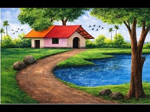 Pastel Landscape Drawing | Simple Landscape | Easy Pastel Landscape painting | Pastel Step by Step