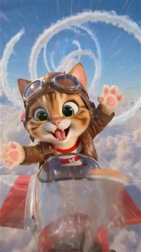 Look at the sky! ✈️ Meowzilla is flying! | Fly! FLy Song #Shorts #airplane