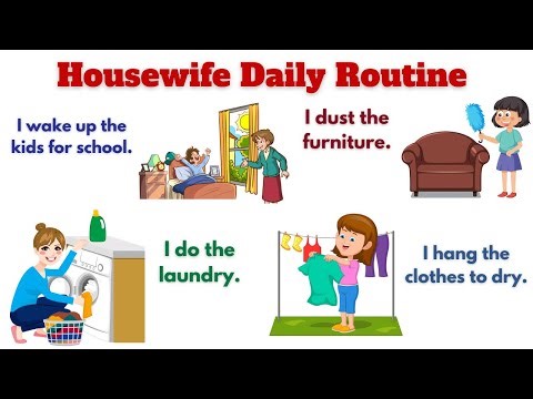 Housewife Daily Routine Sentences | Simple Present Tense | Basic English Sentences
