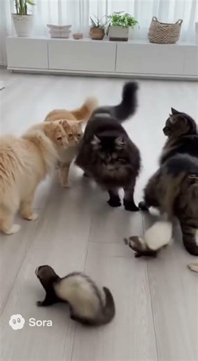 Hilarious Cats VS Ferrets #cutecats #cutepets #cuteferret #lol
