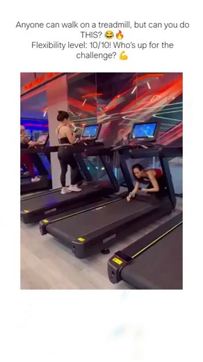 empty | The post features a 20-second video of a woman in a vibrant gym contorting her body backward over a moving treadmill belt, threading her... | Instagram