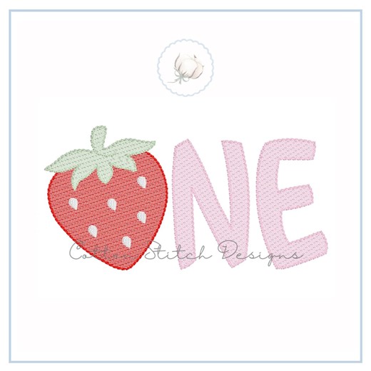 Strawberry First Birthday Embroidery Design, Sketch Stitch (digital Download) - Etsy