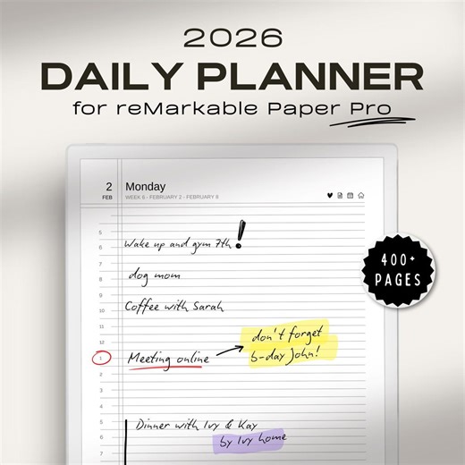 Daily Planner Pro 2026 for Remarkable Paper Pro | Minimalist Daily Planner & Digital Journal 2026 | Hyperlinked Planner - Etsy