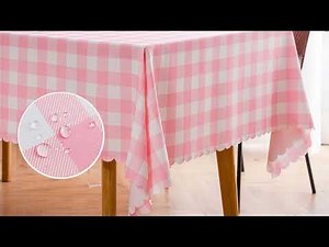 🎀 Pink Gingham Tablecloth! Waterproof & Wrinkle-Free for Dining & Parties