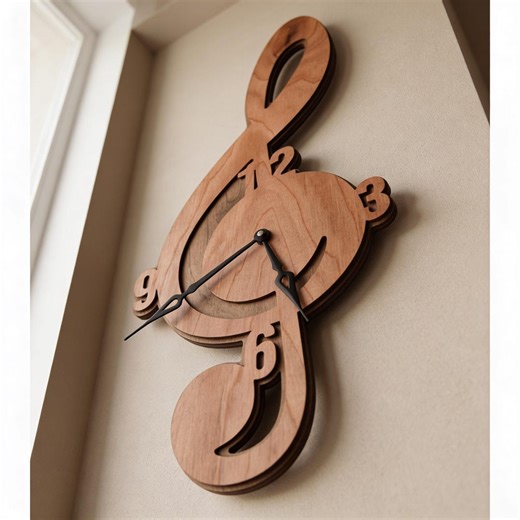 Music Wall Clock, Treble Clef Wall Clock, Musical Note Wall Clock, Wooden Music Wall Clock, Music Note Clock, Music Decor Clock,unique Clock - Etsy