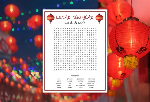 2026 Lunar New Year Word Search, Chinese New Year Printable Game for Kids and Adults, Fun Classroom Activity, Instant Download, Two Sizes - Etsy Canada