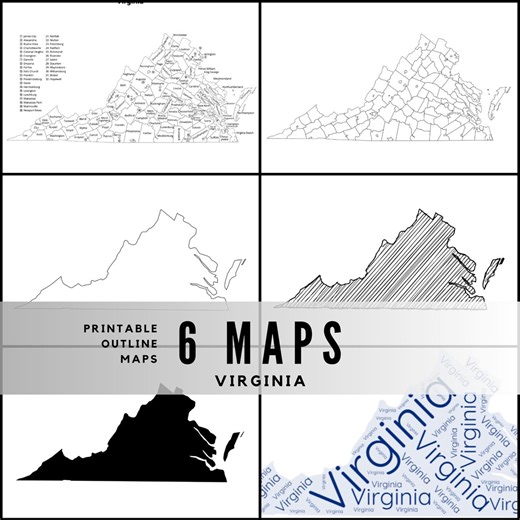 Printable Virginia Maps / State Outline and Labeled Geography Sheets / Letter‑size Educational Printables for Teachers and Students - Etsy Australia