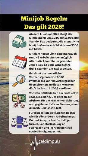 Das ändert sich bei deinem Minijob ab 2026! 💼✅ #minijob