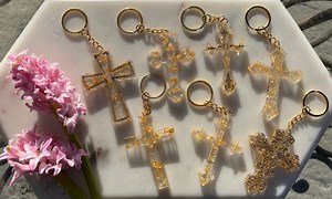 Resin Cross Keychain - Etsy