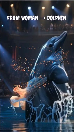 Talent Show Shock: Woman in Gown Transforms Into a Dolphin on Stage! 🐬✨#animalfusiondance