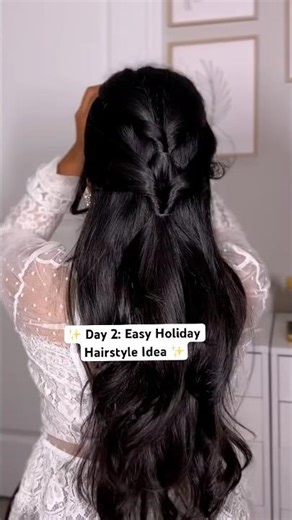 A simple holiday hairstyle 🎄🎀 #holidayhairideas #hairstyletutorial #christmashairstyle #hairinspo
