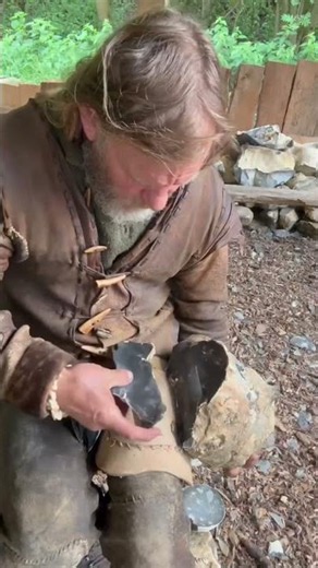 Three flakes of Norfolk flint with one hit of a hammerstone #flintknapping