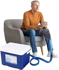 Cold Therapy System Ice Machine for Knee After Surgery Recovery Care Cryotherapy Freeze Kit with Universal Pad for Pain Relief Shoulder Ankle Back Hip Leg Sports Injuries (Dark Blue)