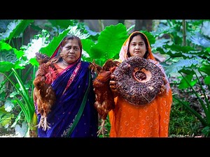 Village Food - 2 Country Chicken with Elephant Foot Yam Curry Recipe for Village Kids