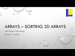 Arrays – Sorting a 2D Array