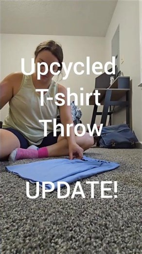 Upcycled knit throw update! #tshirtyarn #knitting #knittingvlog #upcycledart #knittingyarn #crochet