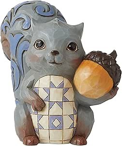 Enesco Jim Shore Heartwood Creek Squirrel Holding an Acorn Miniature Figurine, 3.5 Inch, Multicolor