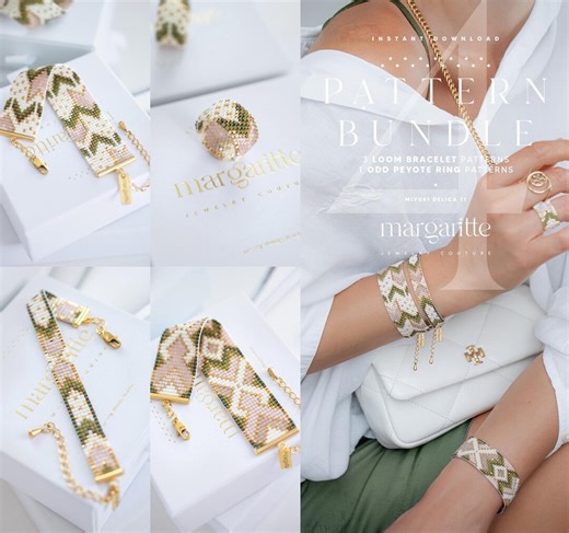 Bead Loom Set • 3 Loom Bracelet Patterns • 1 Odd Peyote Ring Pattern • Digital Seed Bead PDF • Miyuki Delica 11/0 - Etsy