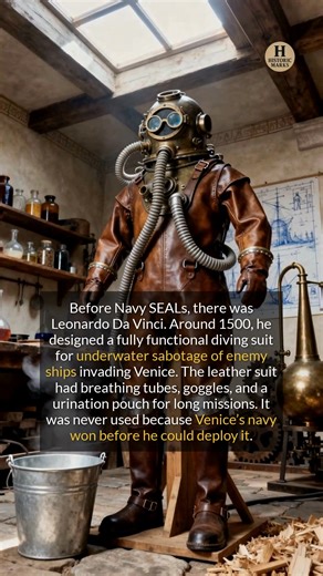 Leonardo da Vinci designed a military diving suit for Venetian commandos in the 1500s. #history #didyouknow #ancientdiscoveries | Historic Marks