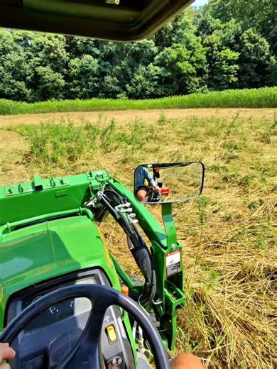 Mirrors! No more back pain, no more neck pain. Mount these mirrors to your loader and know what's happening behind you! Many John Deere loaders have a conveniently placed hole in the loader perfect for attaching the mirror. Other loaders will need to have a hole drilled out, some will buy a round magnet to use as their anchor. Shop mirrors here: https://www.goodworkstractors.com/product/tractor-mirror/ Get brackets to push your mirror up and out for improved sightlines. Shop brackets here: https