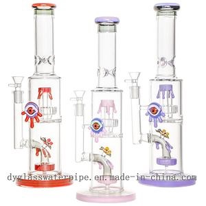 Double Chamber Double Percs Colorful Straight Tube Glass Water Pipes