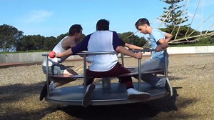 Kid Falls out of Playground Spinning Wheel