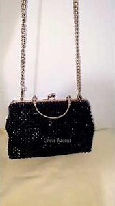 DIY Elegant Black and gold Beaded Handbag with Metal Frame | Step-by-Step Tutorial ✨🖤