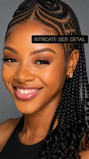 Infinity Swirl Cornrows with Flowing Curly Braids | Luxury African Hairstyle