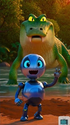 Robot vs Crocodile! 🤖🐊 | Crazy Jungle Cartoon Crocodile Attacks Robot! 🤯 Robot Meets Crocodile