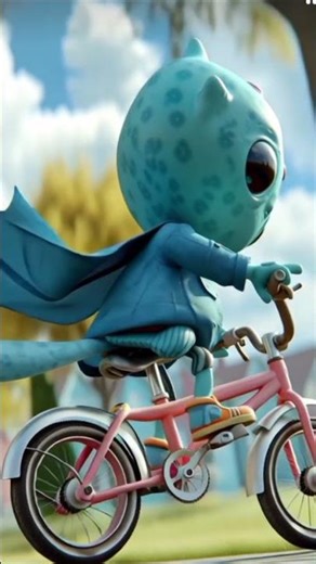 cute alien riding a bicycle #aliens #alienlife #animation #aivideo #shorts