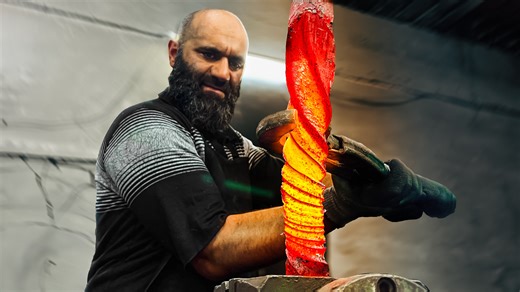 forging a knife from scrap metal! The process of shaping and honing the metal into a fine blade was fascinating, and the resulting Damascus steel knife is both beautiful and functional🔥🔪 #knife #metal #craft | Knives Project