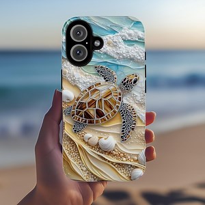 3D Ocean Turtle Beach Phone Case, Sea Waves and Shells Design for iPhone 16, 15, 14, 13 Tough or Magsafe, Samsung Galaxy S25, Pixel 9, 455.9 - Etsy