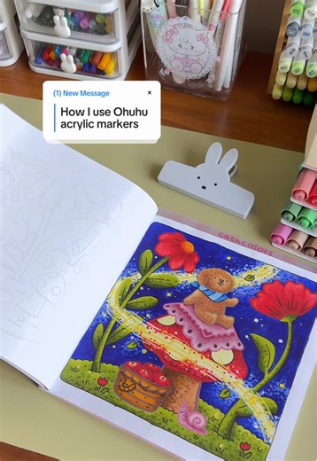 Uso de marcadores acrílicos Ohuhu en libros para colorear