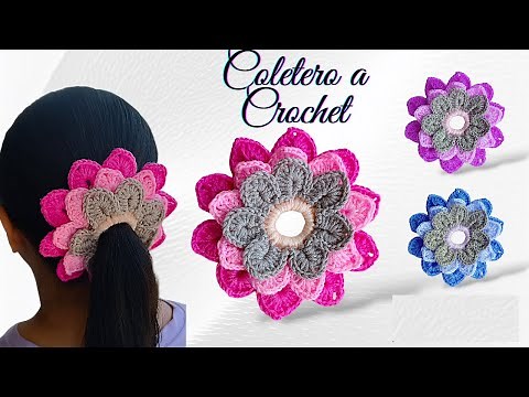 ❤❤💖 EL MEJOR y hermoso coletero tejido a crochet en forma de FLOR tejida TODAS QUIEREN UNO