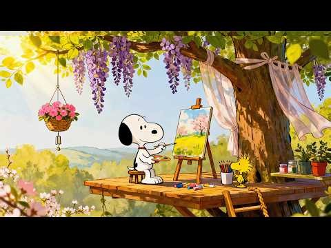 🌸 Snoopy Soft Spring Morning ☕ Calm Lofi for Study & Relax