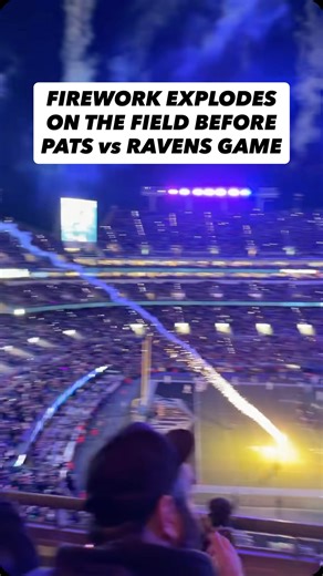 Purely Boston on Instagram: "During the Ravens–Patriots game a fireworks malfunction at M&T Bank Stadium sent a rogue firework onto the field during pregame introductions. No one was hurt, but the incident raised concern, with the Ravens citing a mechanical issue and launching an investigation. Despite the scare, the Pats went on to win 28–24. (via TikTok: tmaurer21)"