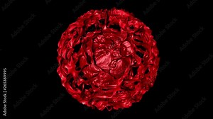 3D animation of abstract lattice with cell movement inside. Alpha channel included.