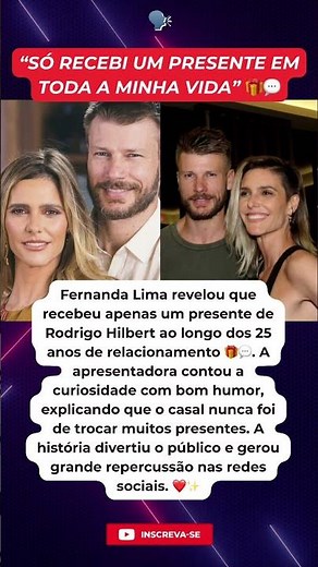Fernanda Lima revela detalhe inesperado dos 25 anos com Rodrigo Hilbert.