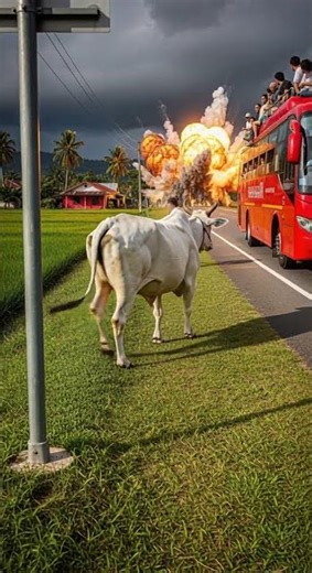 The divine cow appeared! Prevented the unexpected flood disaster #nature #miracle #animals