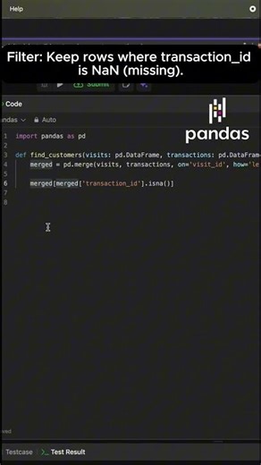 Leetcode 1581| Find Missing Data in Pandas! 🐼 (Left Join Trick) #shorts
