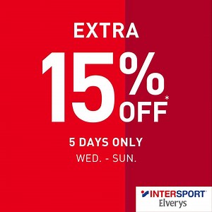 We have 15% OFF across our entire site, when you use the promo code "ADD15OFF"! It can be used on top of our 50% off sale! You can also avail of our FREE delivery on all standard orders and we have extended our returns! Take a closer look here 👇 | Intersport Elverys