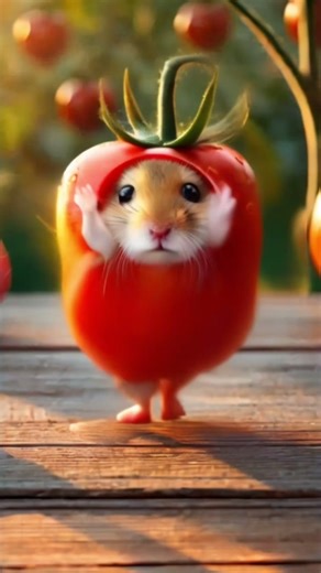 Cute Hamster in Tomato Costume Captivates Viewers
