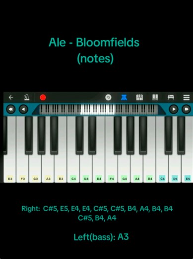 Ale - Bloomfield (Piano tutorial) #fyp #trending #foryoupage #piano #tutorial