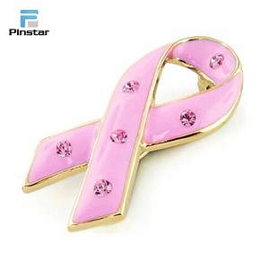 [Hot Item] Pink Ribbon Breast Cancer Awareness Lapel Pin Hard Soft Enamel Pins Custom
